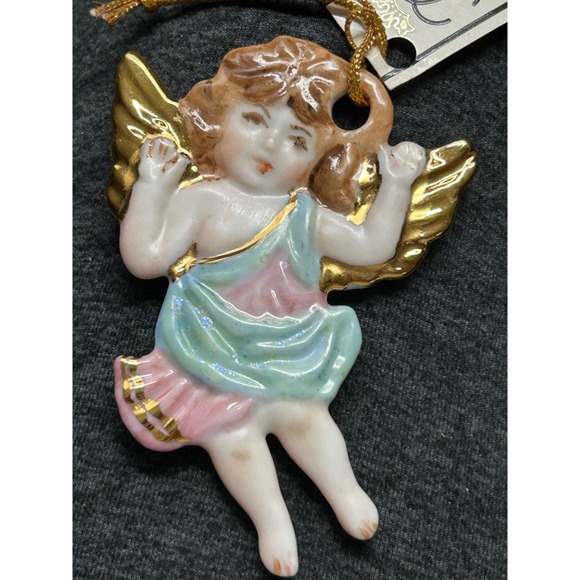 COULTER 'S Other - Vintage COULTER'S CHINA 24K Hand Painted Angel Christmas Ornament NOS